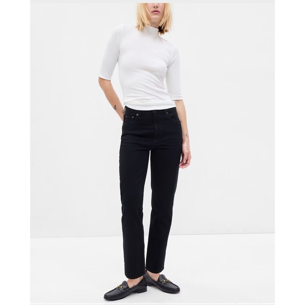 NWT Gap Cheeky Straight High Rise 5-pocket Black Denim Jeans Size 14 Tall New